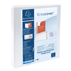 Classeur personnalisable rigide 2 poches KreaCover - 4 anneaux en D 16mm - A4 maxi