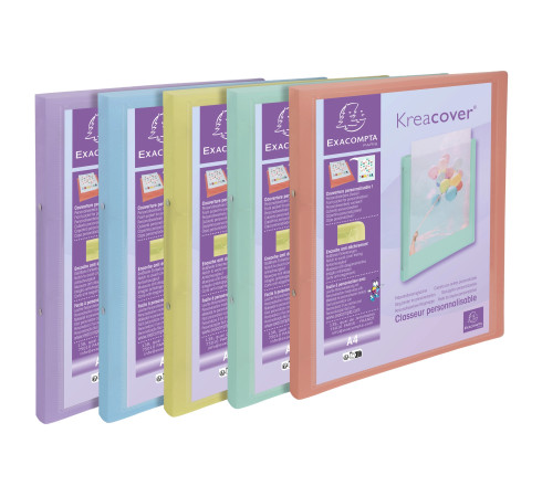 Classeur 2 anneaux 15mm polypropylène Kreacover Pastel - A4