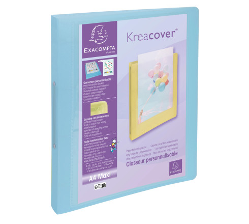 Classeur 2 anneaux 30mm polypropylène Kreacover Pastel - A4