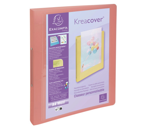 Classeur 2 anneaux 30mm polypropylène Kreacover Pastel - A4