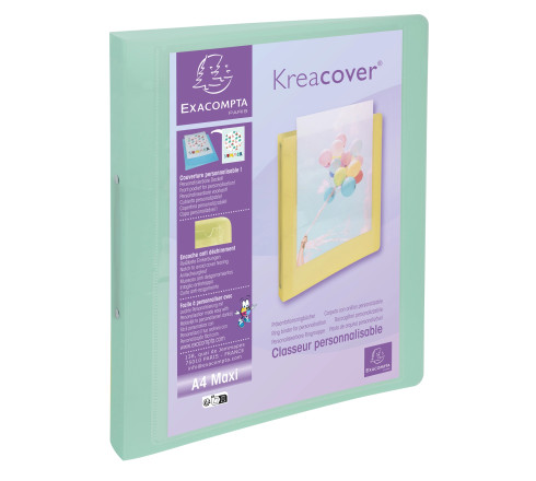 Classeur 2 anneaux 30mm polypropylène Kreacover Pastel - A4