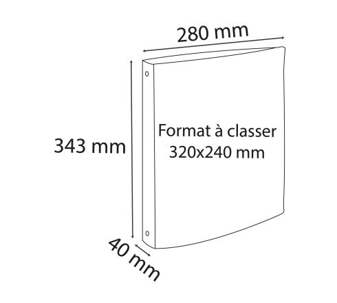 Classeur rembordé PVC 4 anneaux 30mm - A4 maxi 24x32cm