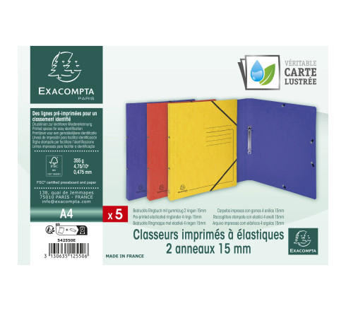 Classeur 2 anneaux 15mm carte lustrée imprimée - A4