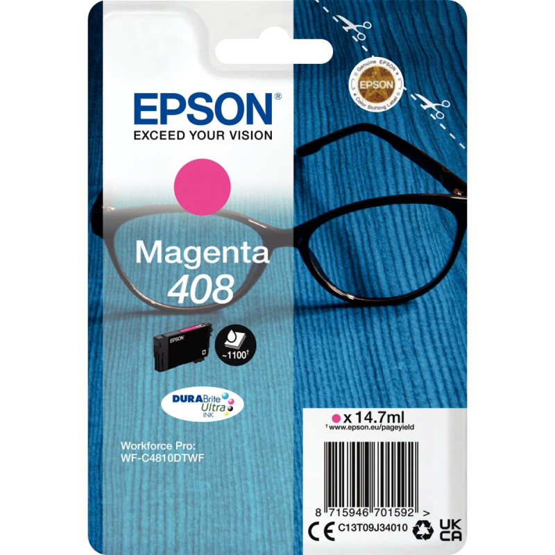 Epson LUNETTES / 408 cartouche jet d'encre magenta authentique (T07U34
