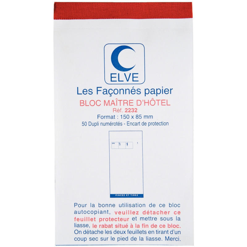 Lot de 10 blocs maître d'hôtel format 15 x 8,5 cm dupli