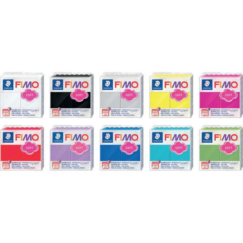 Sachet de 10 pains de 57 grammes de pâte à modeler Fimo Soft