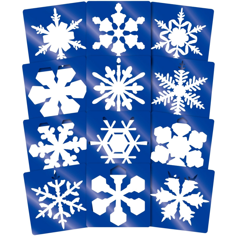 Lot de 12 pochoirs flocons de neige