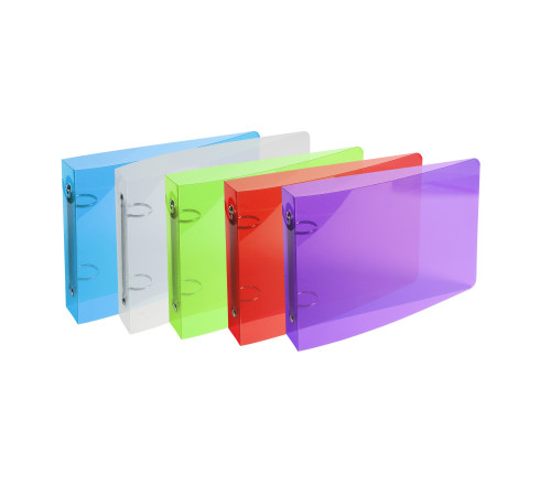 Classeur pour fiches bristol 100x150 2 anneaux 25mm polypropylène Crystal colours
