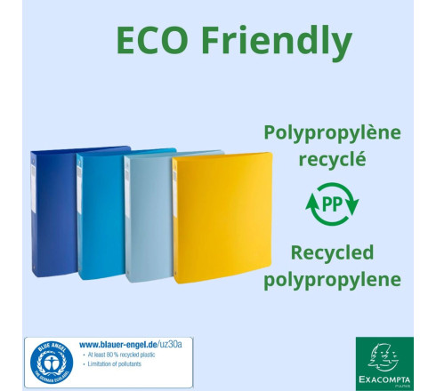 Classeur 4 anneaux 30mm polypropylène recyclé BeeBlue - A4 Maxi