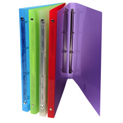 Classeur 4 anneaux 15 mm polypropylène Crystal colours - A4
