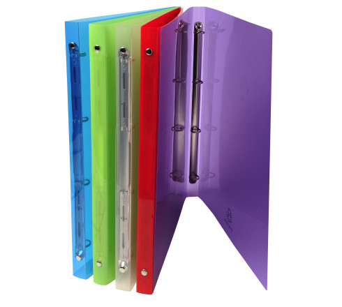 Classeur 4 anneaux 15 mm polypropylène Crystal colours - A4