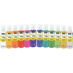 Carton de 12 flacons 150 ml de peinture ACRYLCOLOR couleurs pailletées