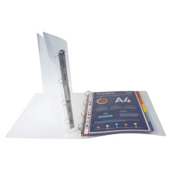 Classeur 4 anneaux 30 mm polypropylène Crystal - A4 maxi