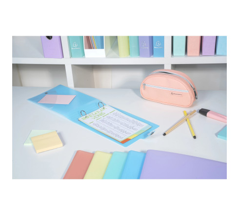Classeur pour fiches bristol A5 et 125x200 2 anneaux 30mm polypropylène Chromaline Pastel
