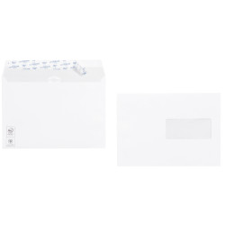 Boite de 500 enveloppes blanches 162x229mm 90g bande silliconnée fenêt