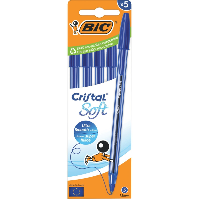 Boîte de 5 stylos bille Soft bleu