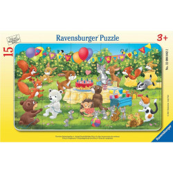 Puzzle à cadre 15 pièces, la fête d'anniversaire des animaux