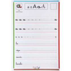 Cahier d'écriture DYS format A4, 32 pages, lettres minuscules cursives