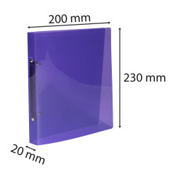 Classeur pour format écolier 17x22 2 anneaux 15mm Crystal colours - 230x200