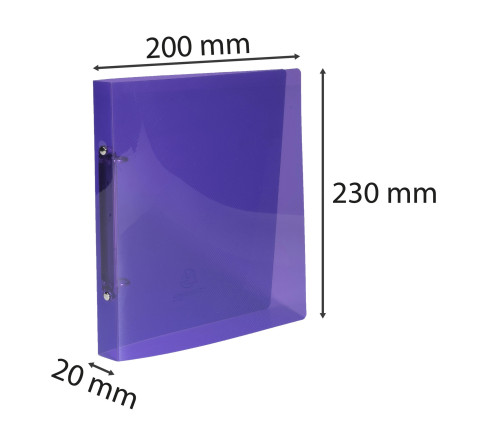 Classeur pour format écolier 17x22 2 anneaux 15mm Crystal colours - 230x200