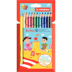 Lot de 12 étuis de 12 crayons de couleurs Trio dont 1 gratuit