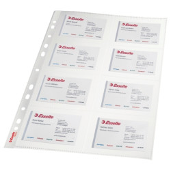 Paquet de 10 pochettes perforées en polypropylène pour cartes de visit