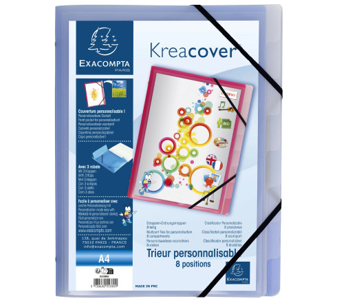 Trieur polypropylène 3 rabats Krea Cover 8 compartiments