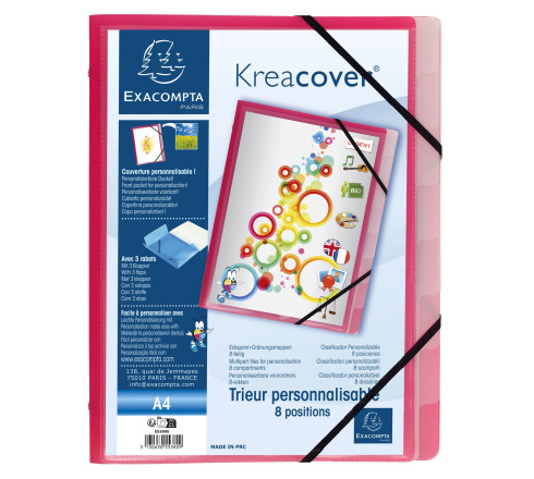 Trieur polypropylène 3 rabats Krea Cover 8 compartiments