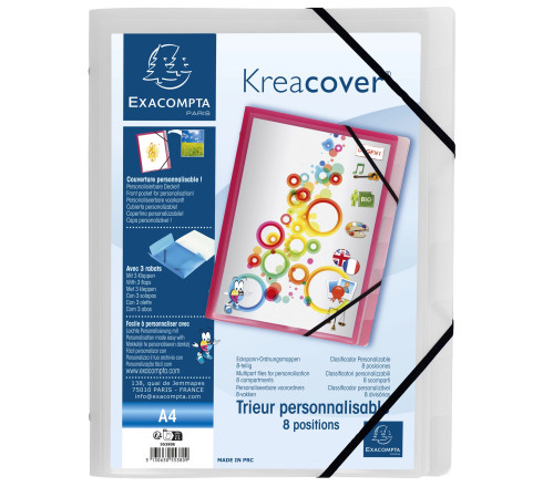 Trieur polypropylène 3 rabats Krea Cover 8 compartiments