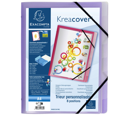 Trieur polypropylène 3 rabats Krea Cover 8 compartiments