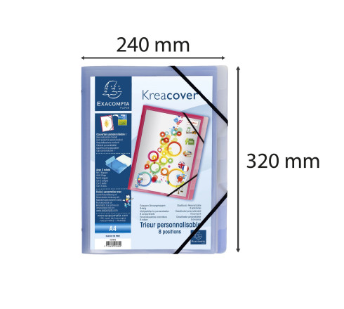 Trieur polypropylène 3 rabats Krea Cover 8 compartiments