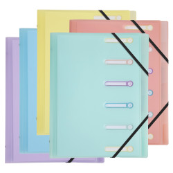 Trieur polypropylène 3 rabats Chromaline Pastel 6 compartiments