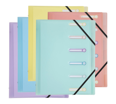 Trieur polypropylène 3 rabats Chromaline Pastel 6 compartiments