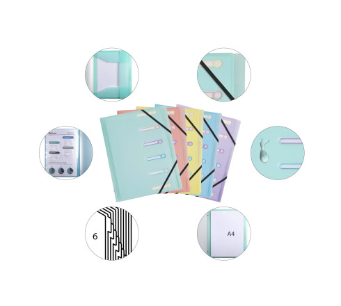 Trieur polypropylène 3 rabats Chromaline Pastel 6 compartiments