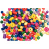 Sachet de 500 grammes de perles en bois mixtes couleurs vives assortie