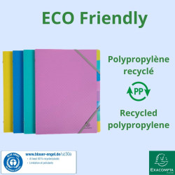 Trieur polypropylène 3 rabats Forever Young 8 compartiments - A4 - Vert