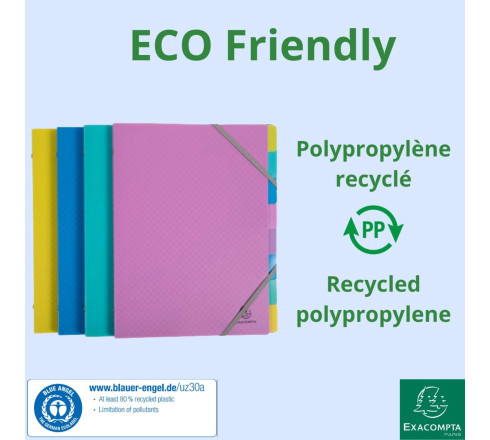 Trieur polypropylène 3 rabats Forever Young 8 compartiments - A4 - Vert