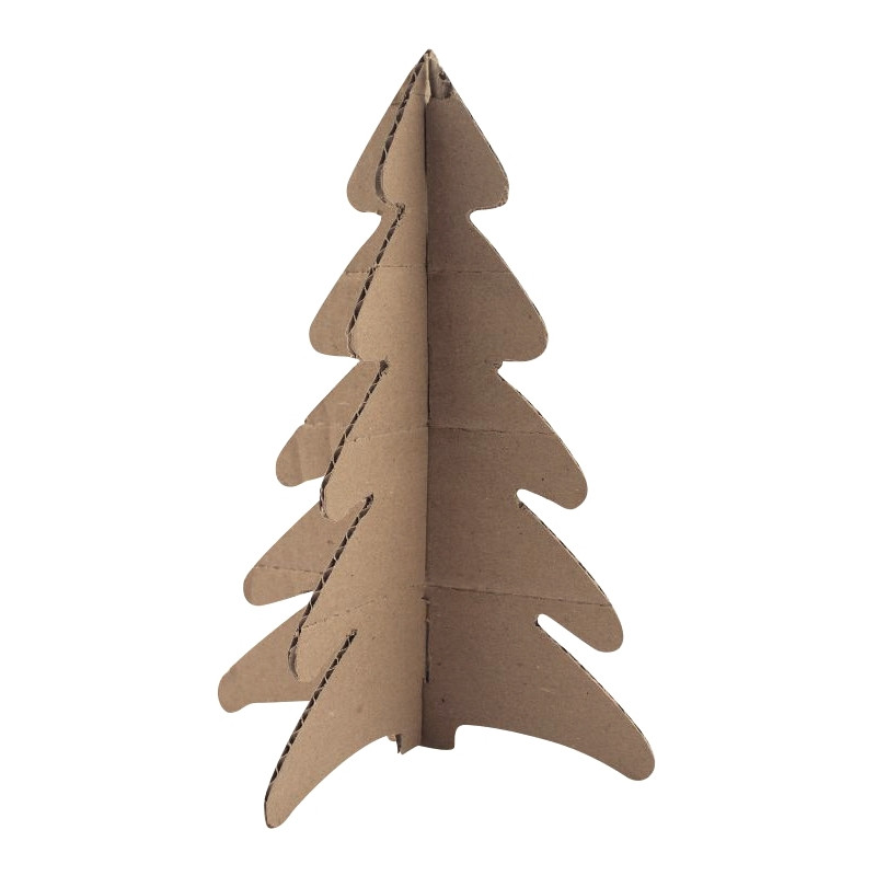 Lot de 15 sapins en carton brun, hauteur 24,5 cm