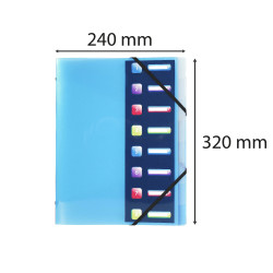 Trieur polypropylène 3 rabats Crystal colours 8 compartiments