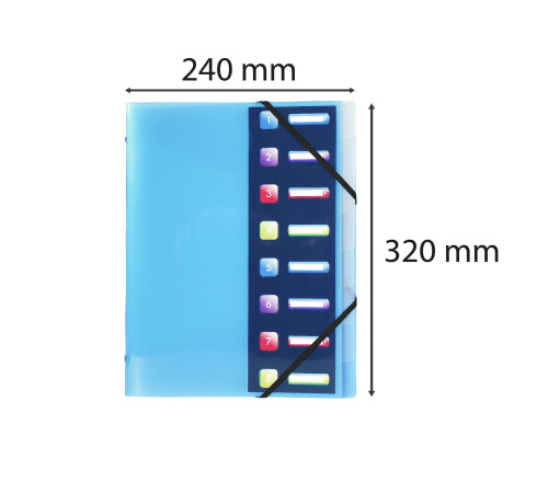 Trieur polypropylène 3 rabats Crystal colours 8 compartiments