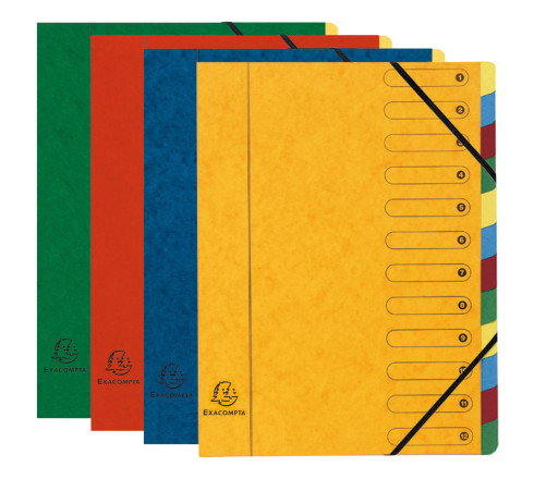 Trieur Harmonika fenêtres imprimées Véritable carte lustrée 12 compartiments
