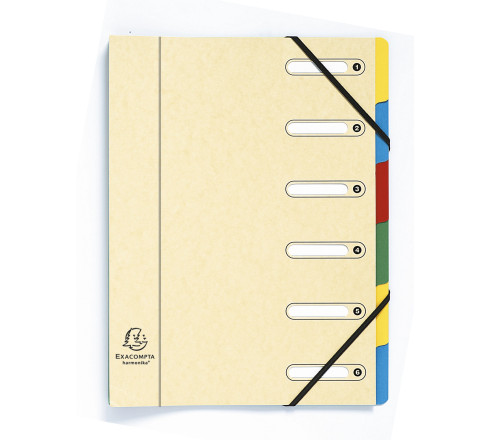 Trieur HARMONIKA® à fenêtres avec élastiques véritable carte lustrée 6 compartiments