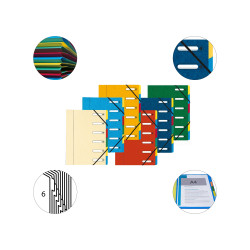 Trieur HARMONIKA® à fenêtres avec élastiques véritable carte lustrée 6 compartiments