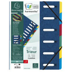 Trieur HARMONIKA® à fenêtres avec élastiques véritable carte lustrée 6 compartiments