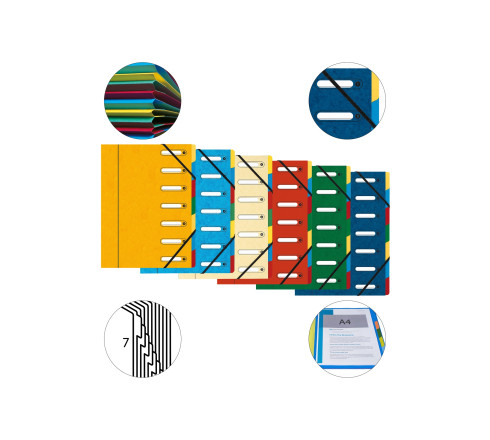 Trieur HARMONIKA® à fenêtres avec élastiques Véritable carte lustrée 7 compartiments