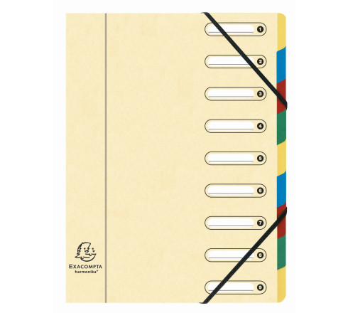 Trieur HARMONIKA® à fenêtres avec élastiques Véritable carte lustrée 9 compartiments