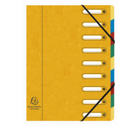 Trieur HARMONIKA® à fenêtres avec élastiques Véritable carte lustrée 9 compartiments