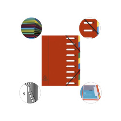 Trieur HARMONIKA® à fenêtres avec élastiques Véritable carte lustrée 9 compartiments