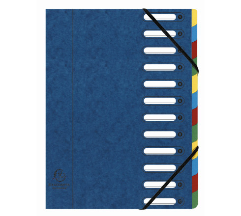 Trieur HARMONIKA® à fenêtres avec élastiques véritable carte lustrée 12 compartiments