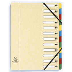 Trieur HARMONIKA® à fenêtres avec élastiques véritable carte lustrée 12 compartiments